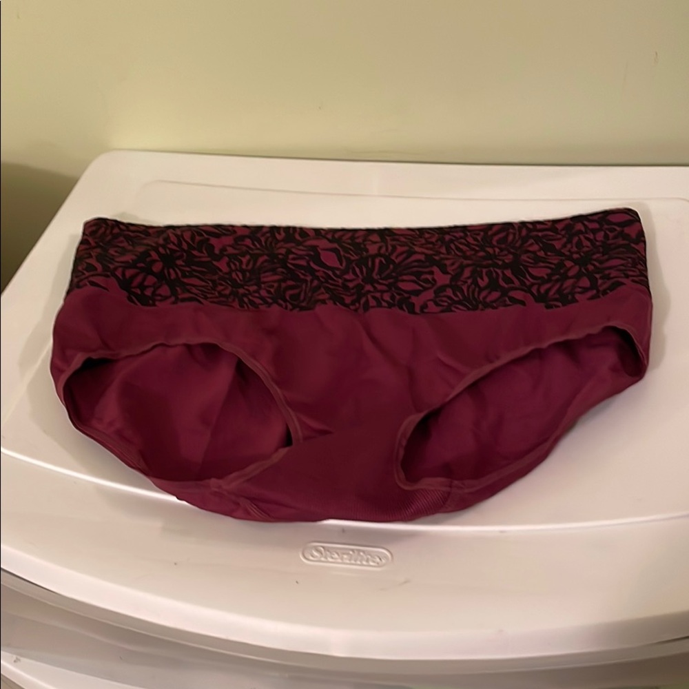Burgundy and Black Patterned Brief